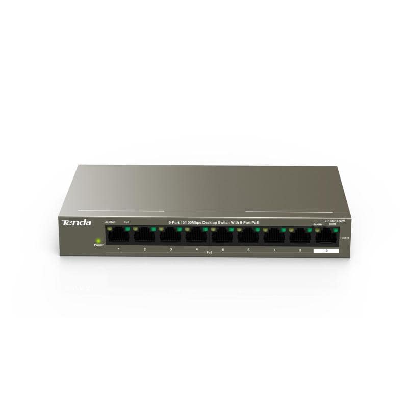 Tenda tef1109p-8-63w switch non gestito 8 porte 10/100 poe + 1 porta 10/100
