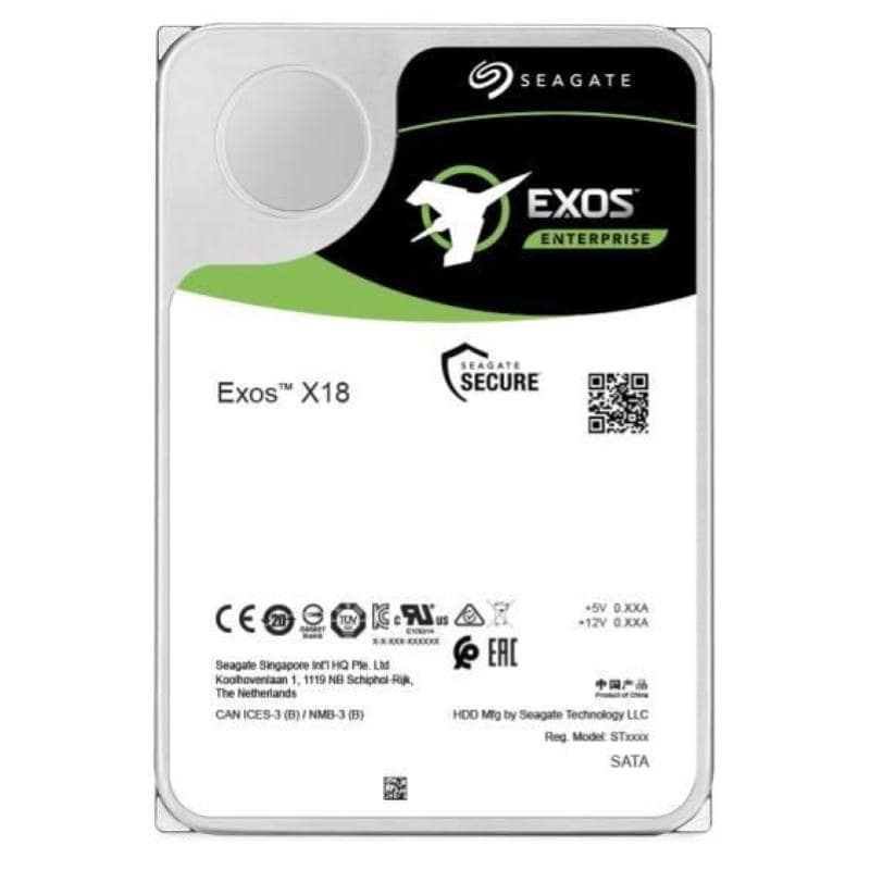 Seagate exos x18 hdd 14.000gb 3.5 sata iii sed 7.200rpm helium 512e/4kn buffer 256 mb