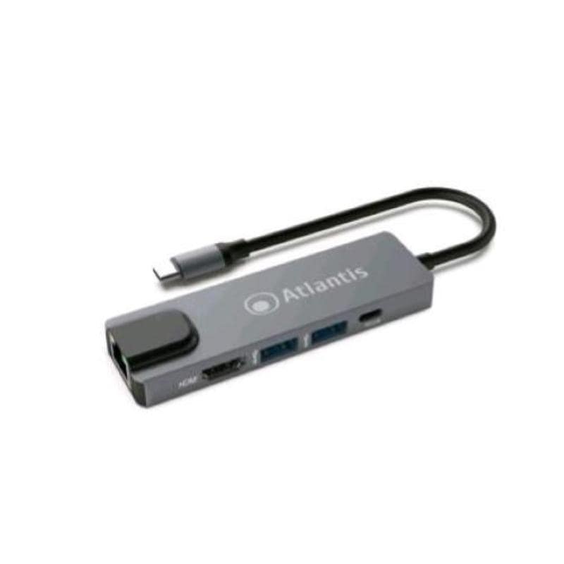 Atlantis mini docking type-c 1 porta hdmi 1.4 1 porta gigabit 2 porte usb 3.0 1 porta type-c pd risoluzione 1920×1080 @60hz cavo 18cm