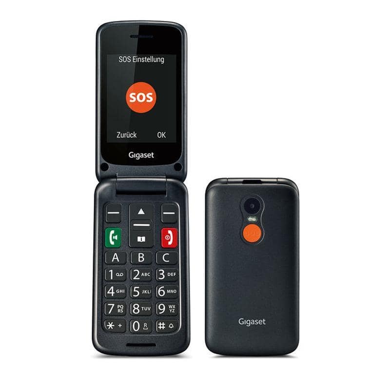 Gigaset gl590 dual sim 2.8 tasti grandi bluetooth tasto sos fotocamera radio fm base di ricarica italia black