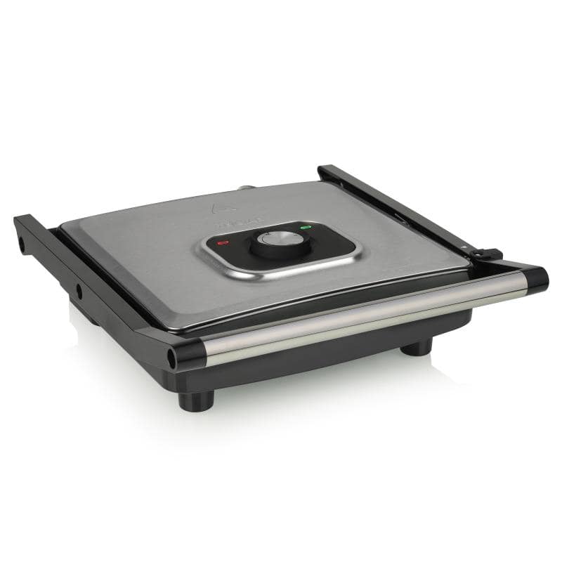 Tristar gr-2858 griglia elettrica a contatto 2000w piastra antiaderente 30 x 26 cm con termostato acciaio nero