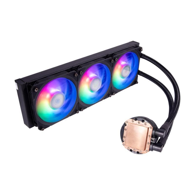 Cooler master masterliquid pl360 flux – sistema di raffreddamento a liquido aio per cpu 3 ventole 120 mm radiatore 360 mm controller rgb indirizzabile gen2 – supporta amd e intel
