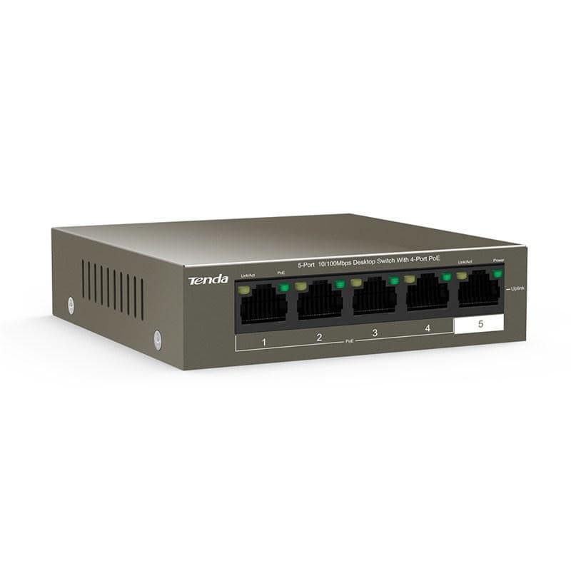 Tenda tef1105p-4-38w switch desktop 5 porte 10-100 con 4 porte poe 35w