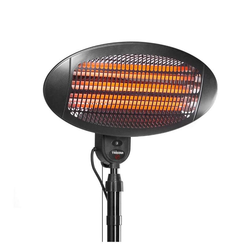 Tristar ka-5287 stufa elettrica da esterno 2000w 3 impostazioni di calore con supporto da terra regolabile nero