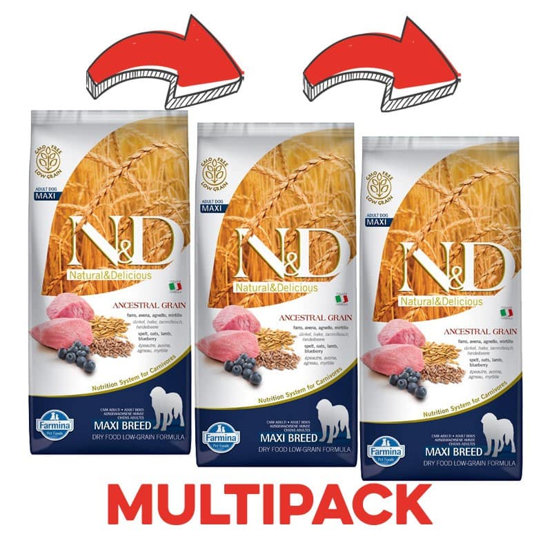 Farmina N&D Low Grain Adult Maxi Agnello e Mirtillo Peso Confezione 12 Kg – PROMO 3x (*)