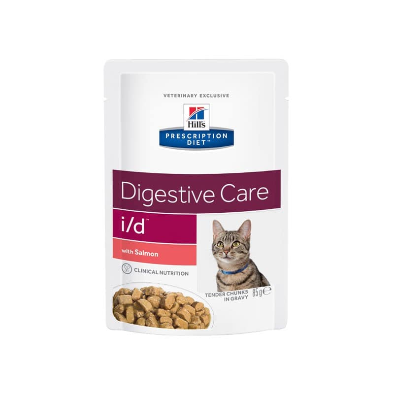 Hill’s i/d con Salmone Prescription Diet Feline Umido in Busta Peso Confezione 12 g – KIT 12x