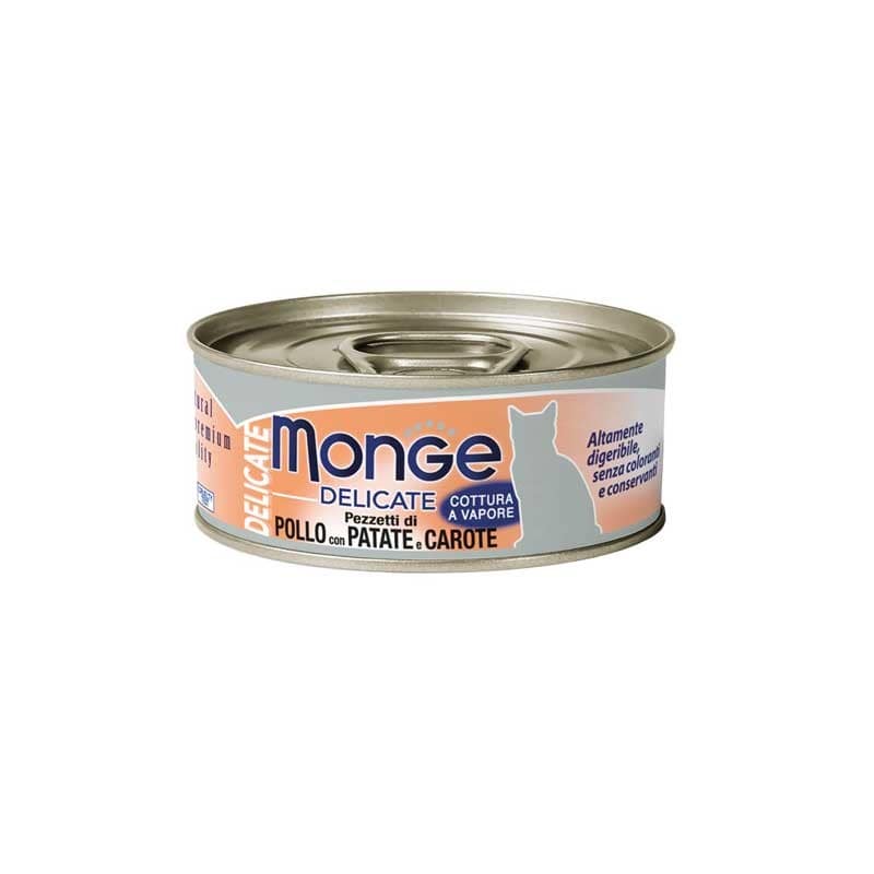 Monge Delicate Pollo Patate e Carote per Gatti 80gr Peso Confezione 80 g – KIT 12x