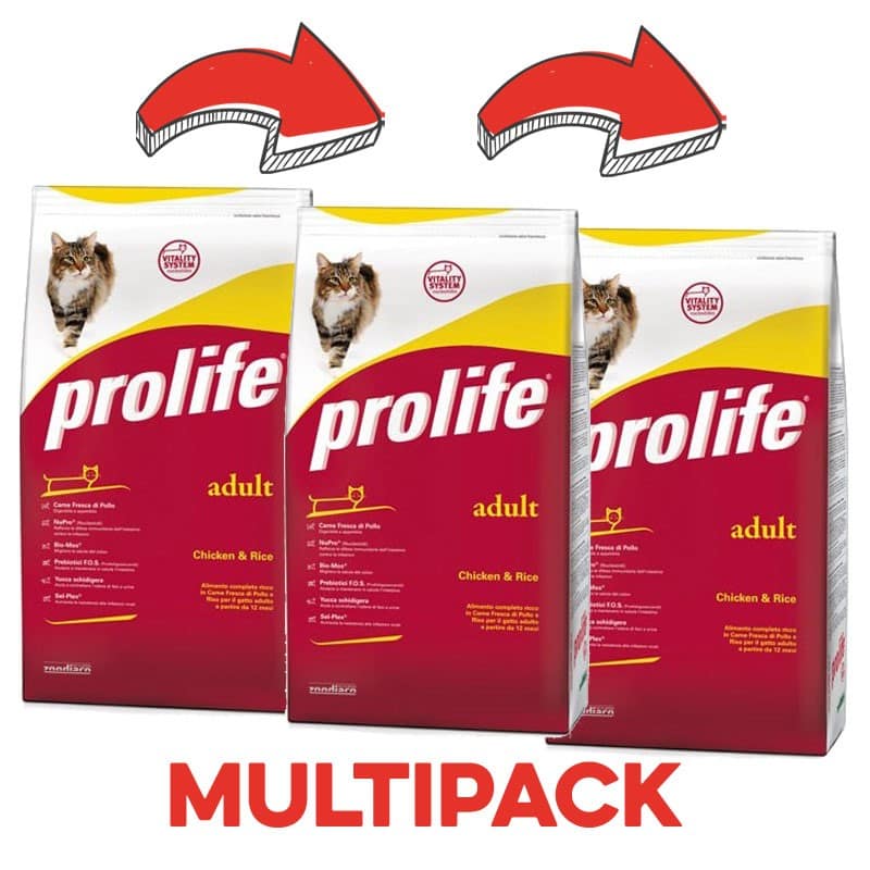 Prolife Gatto Adult Pollo e Riso Secco Peso Confezione 1.5 Kg - KIT 3x