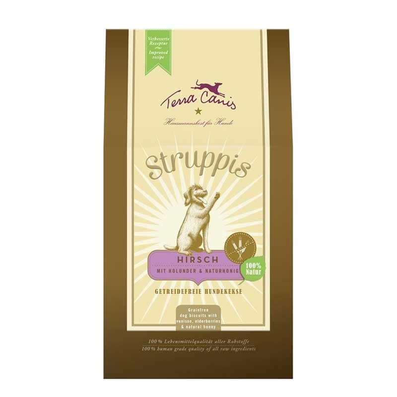 Terra Canis Biscotti Senza Cereali Struppis al Cervo per Cani Peso Confezione 375 g