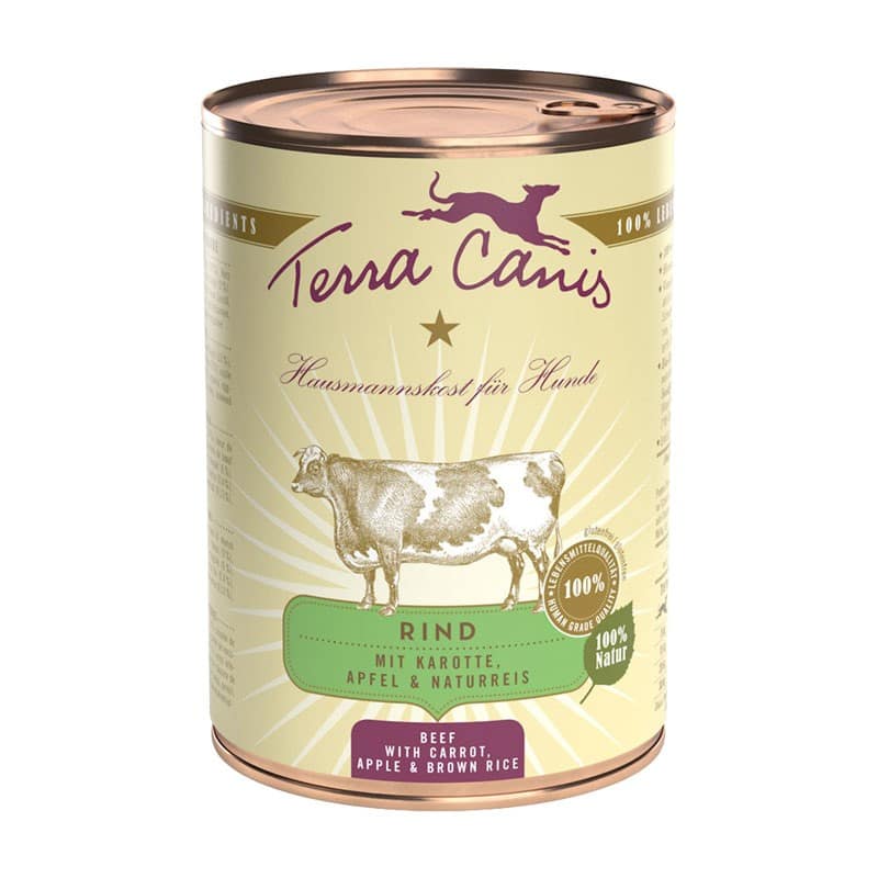 Terra Canis Manzo con Carote, Mela e Riso Integrale Peso Confezione 400 g – KIT 6x
