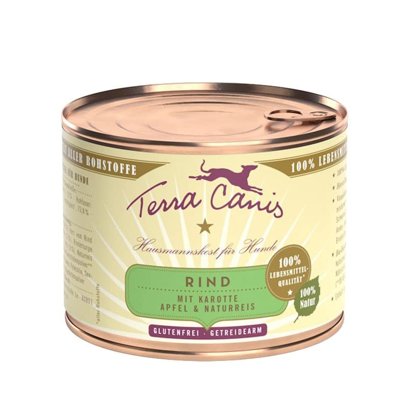 Terra Canis Manzo con Carote, Mela e Riso Integrale Peso Confezione 200 g – KIT 6x