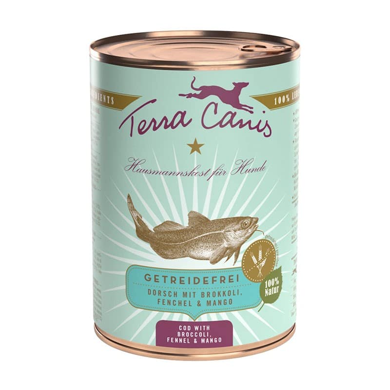 Terra Canis Merluzzo con Broccoli, Finocchio e Mango Grain Free Peso Confezione 400 g – KIT 12x