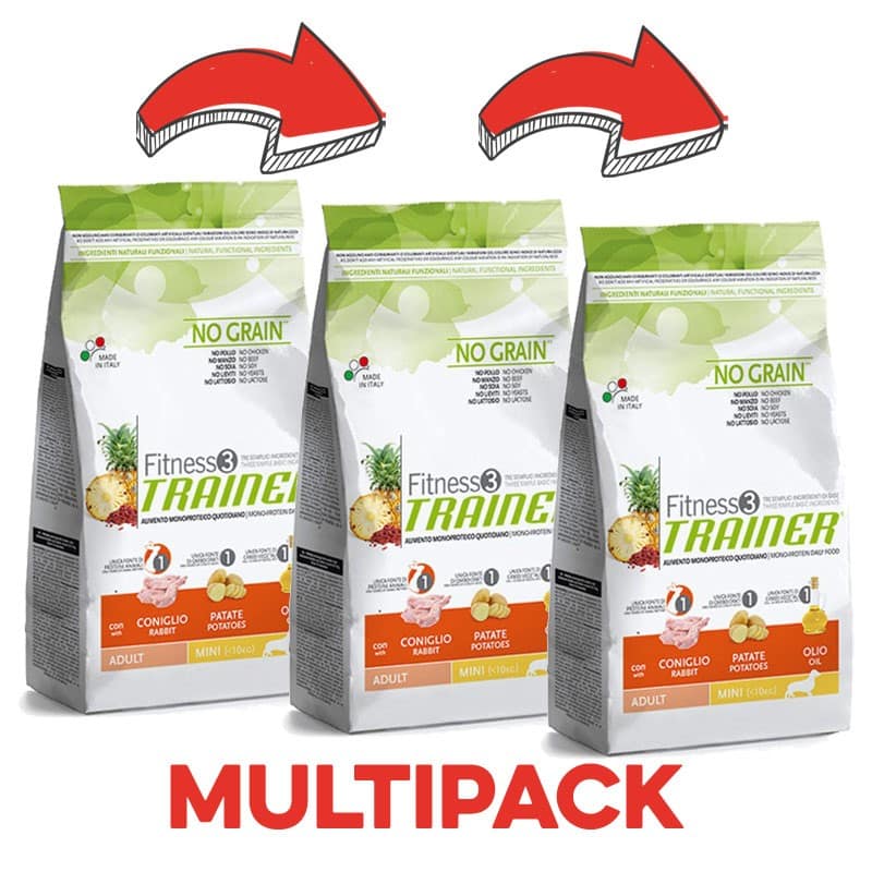 Trainer Fitness 3 Adult Mini Coniglio Peso Confezione 2 Kg - KIT 3x