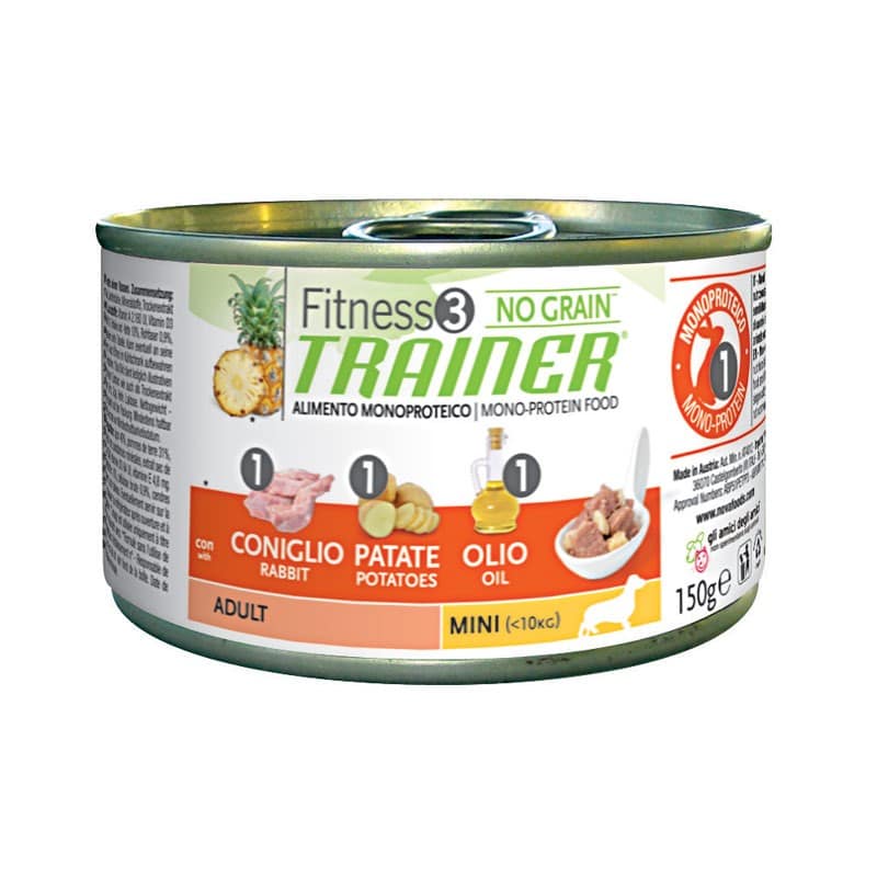 Trainer Fitness 3 Adult Mini Coniglio per Cani 150g Peso Confezione 150 g – KIT 6x