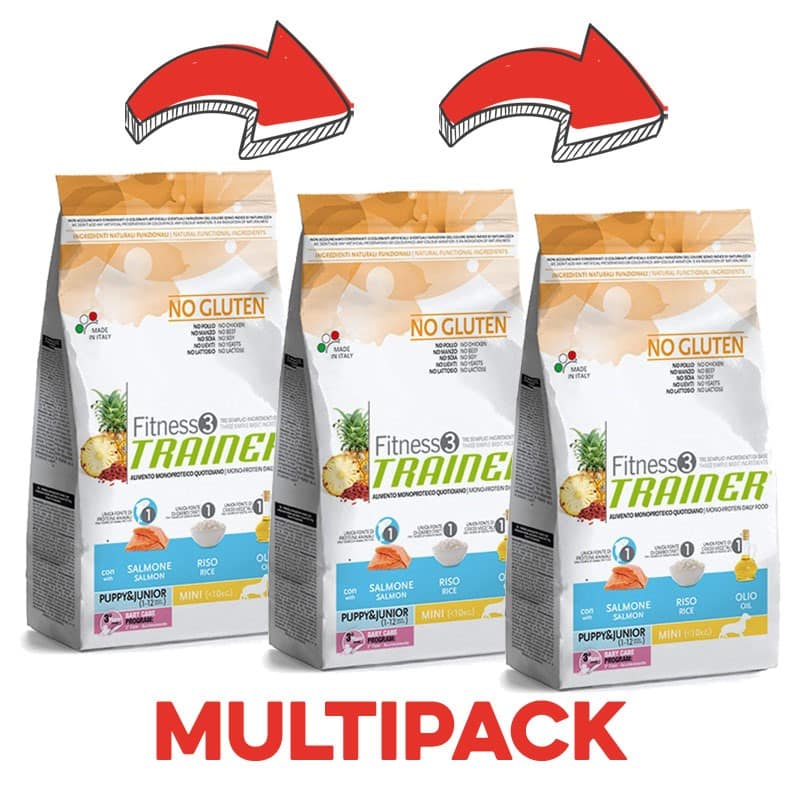 Trainer Fitness 3 Puppy Mini al Salmone Peso Confezione 2 Kg - KIT 3x
