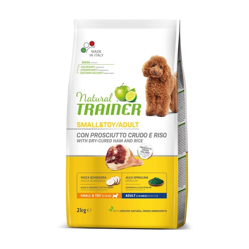 Trainer Natural Adult Prosciutto Crudo e Riso Adult Small & Toy Peso Confezione 2 Kg – KIT 3x