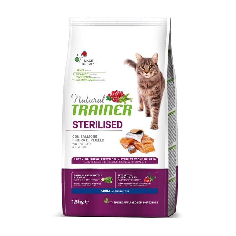 Trainer Natural Gatto Sterilizzato al Salmone Peso Confezione 1.5 Kg