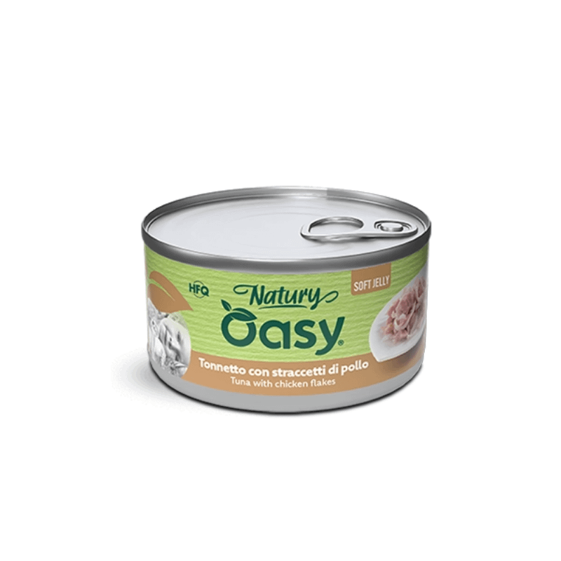 Oasy Natury Soft Jelly Tonnetto con straccetti di pollo per Gatti – 85 g, Singola