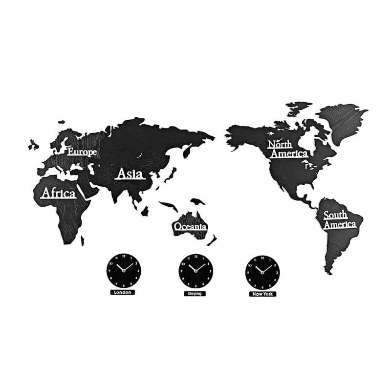 Activeshop Orologio Da Decorazione Mappa Del Mondo - Fusi Orari