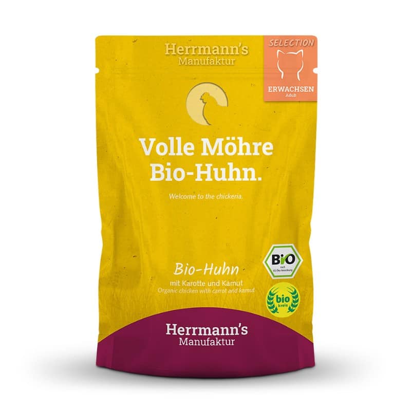 Herrmann’s Selection Anatra Biologica con Patate e Banane per Gatti – 100 g, 12 pezzi