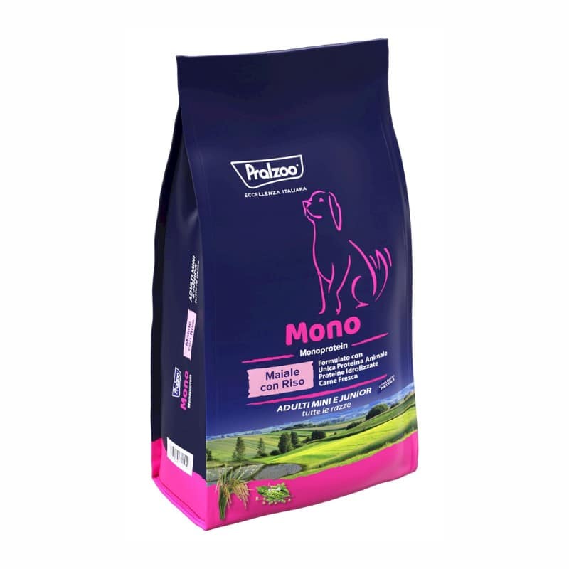 Pralzoo Mono Adulti Mini e Junior Maiale e Riso per Cani - 2 Kg, Singola