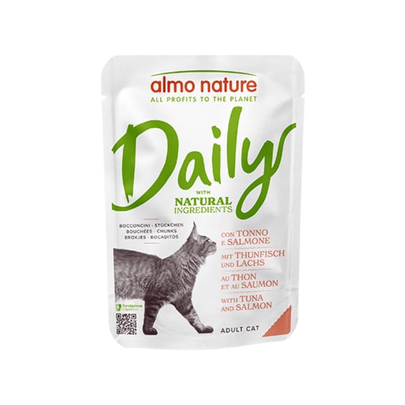 Almo Nature Daily Tonno e Salmone per Gatti 70gr - 70 g, 12 pezzi