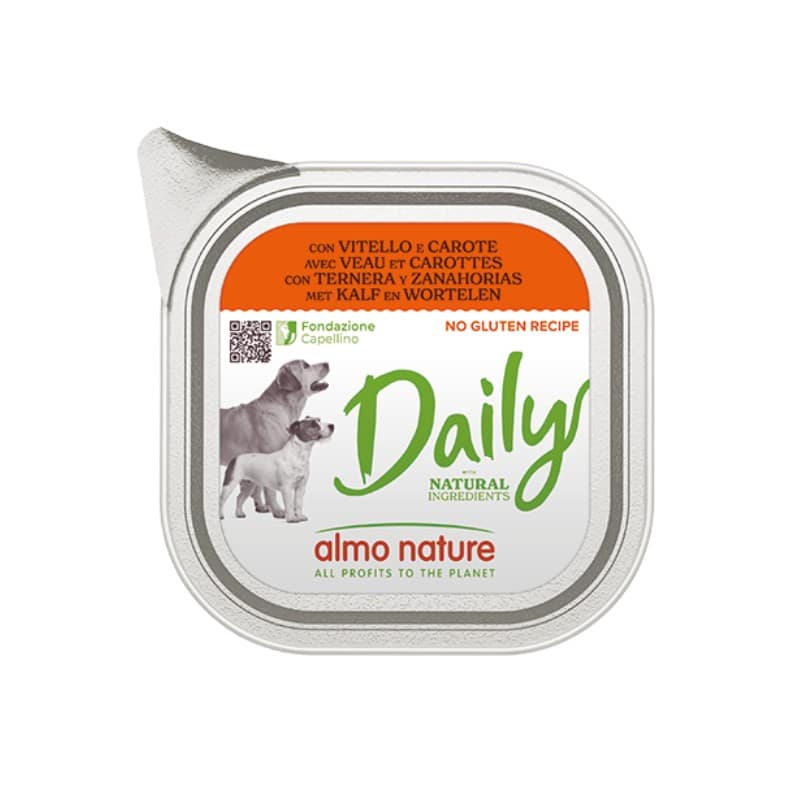 Almo Nature Daily con Vitello e Carote per Cani - 100 g, 12 pezzi