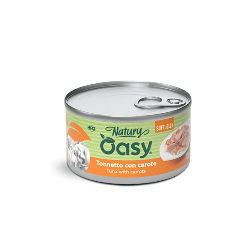 Oasy Natury Soft Jelly con Tonnetto e Carote per Gatti - 85 g, 12 pezzi