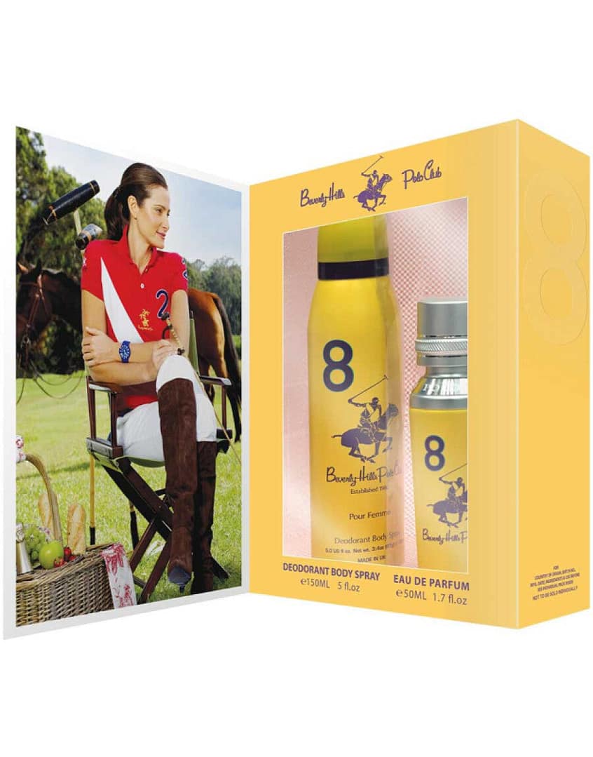 Set regalo Beverly Hills Polo Club: 1982 - Sport 8, Eau de parfum, da donna, 50 ml + 1982 - Sport 8, antitraspirante, deodorante roll-on, da uomo, 50